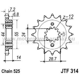 LÁNCKERÉK ELSŐ JT (JTF314) 525-ös LÁNCHOZ