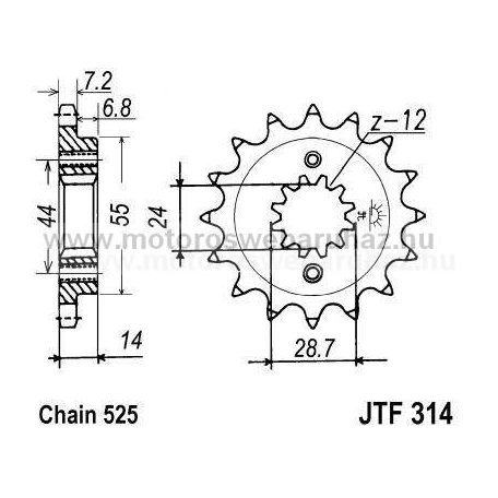 LÁNCKERÉK ELSŐ JT (JTF314) 525-ös LÁNCHOZ