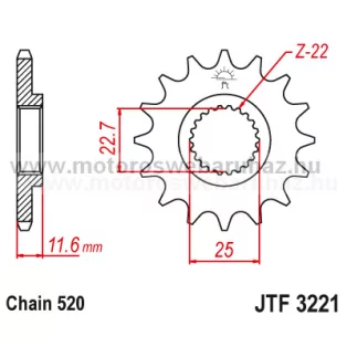 LÁNCKERÉK ELSŐ JT (JTF3221) 520-as LÁNCHOZ