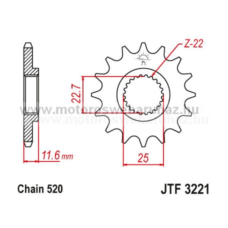 LÁNCKERÉK ELSŐ JT (JTF3221) 520-as LÁNCHOZ