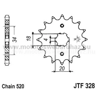 LÁNCKERÉK ELSŐ JT (JTF328) 520-as LÁNCHOZ