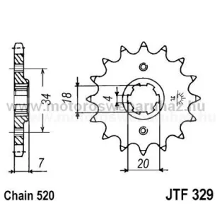 LÁNCKERÉK ELSŐ JT (JTF329) 520-as LÁNCHOZ