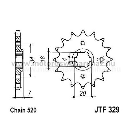 LÁNCKERÉK ELSŐ JT (JTF329) 520-as LÁNCHOZ