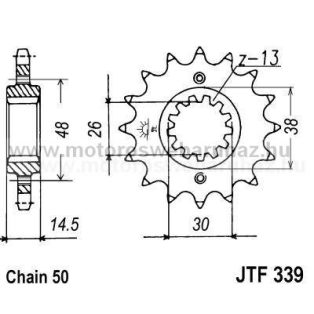LÁNCKERÉK ELSŐ JT (JTF339) 530-as LÁNCHOZ