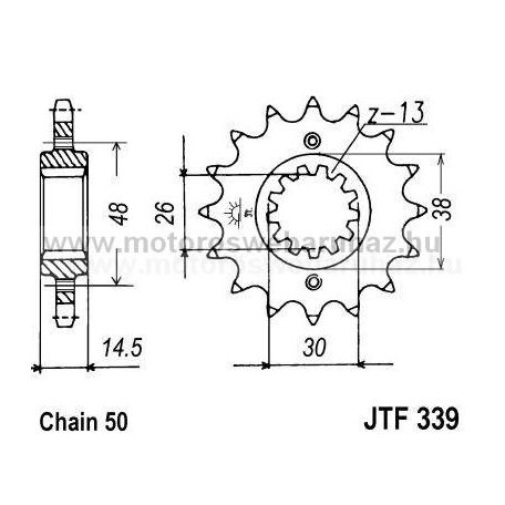 LÁNCKERÉK ELSŐ JT (JTF339) 530-as LÁNCHOZ