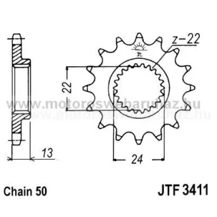 LÁNCKERÉK ELSŐ JT (JTF3411) 530-as LÁNCHOZ