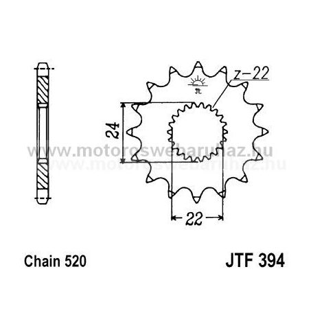 LÁNCKERÉK ELSŐ JT (JTF394) 520-as LÁNCHOZ