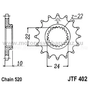 LÁNCKERÉK ELSŐ JT (JTF402) 520-as LÁNCHOZ