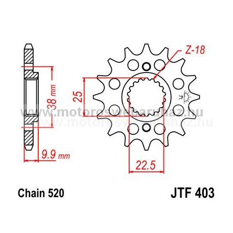 LÁNCKERÉK ELSŐ JT (JTF403) 520-as LÁNCHOZ