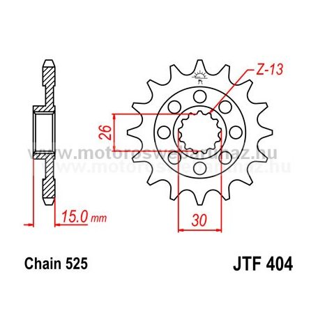 LÁNCKERÉK ELSŐ JT (JTF404) 525-ös LÁNCHOZ