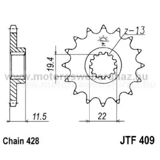 LÁNCKERÉK ELSŐ JT (JTF409) 428-as LÁNCHOZ