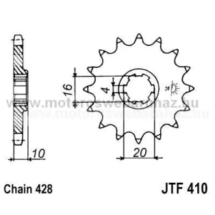 LÁNCKERÉK ELSŐ JT (JTF410) 428-as LÁNCHOZ