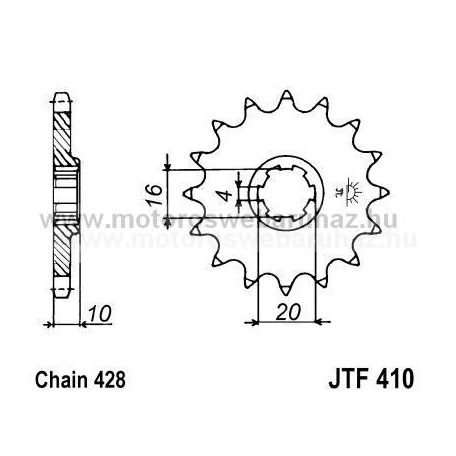 LÁNCKERÉK ELSŐ JT (JTF410) 428-as LÁNCHOZ