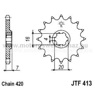 LÁNCKERÉK ELSŐ JT (JTF413) 420-as LÁNCHOZ