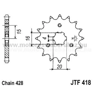 LÁNCKERÉK ELSŐ JT (JTF418) 428-as LÁNCHOZ