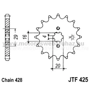 LÁNCKERÉK ELSŐ JT (JTF425)(416) 428-as LÁNCHOZ