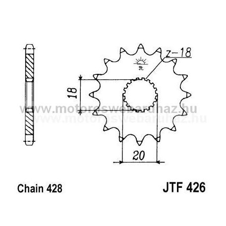 LÁNCKERÉK ELSŐ JT (JTF426) 428-as LÁNCHOZ