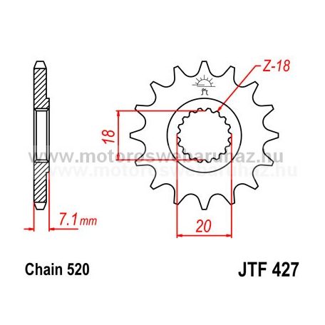 LÁNCKERÉK ELSŐ JT (JTF427) 520-as LÁNCHOZ