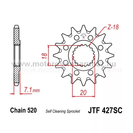 LÁNCKERÉK ELSŐ JT (JTF427) 520-as LÁNCHOZ