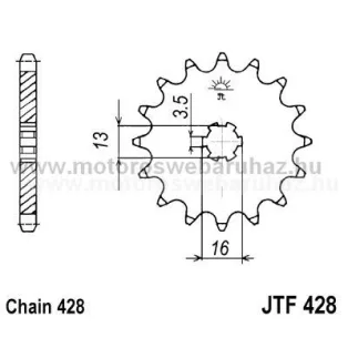 LÁNCKERÉK ELSŐ JT (JTF428) 428-as LÁNCHOZ