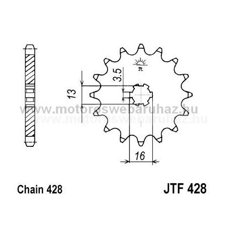 LÁNCKERÉK ELSŐ JT (JTF428) 428-as LÁNCHOZ