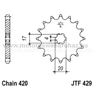 LÁNCKERÉK ELSŐ JT (JTF429) 420-as LÁNCHOZ