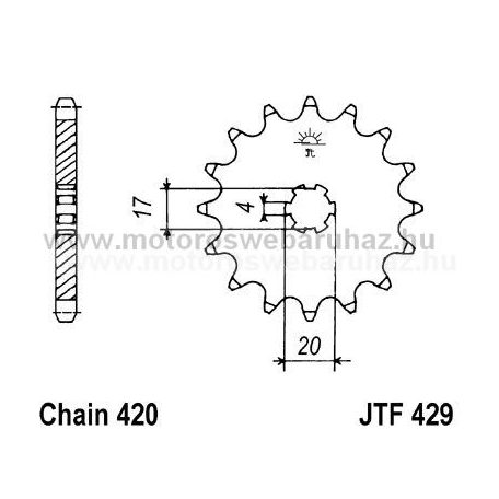 LÁNCKERÉK ELSŐ JT (JTF429) 420-as LÁNCHOZ