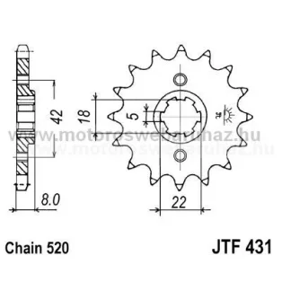LÁNCKERÉK ELSŐ JT (JTF431) 520-as LÁNCHOZ