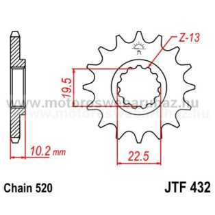 LÁNCKERÉK ELSŐ JT (JTF432) 520-as LÁNCHOZ