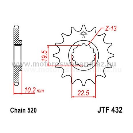 LÁNCKERÉK ELSŐ JT (JTF432) 520-as LÁNCHOZ