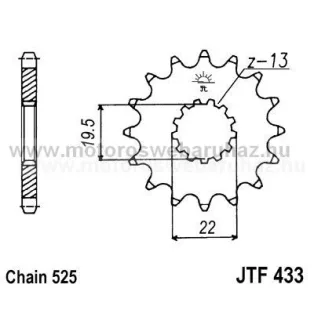 LÁNCKERÉK ELSŐ JT (JTF433) 525-ös LÁNCHOZ