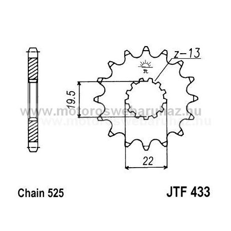 LÁNCKERÉK ELSŐ JT (JTF433) 525-ös LÁNCHOZ