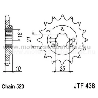 LÁNCKERÉK ELSŐ JT (JTF438) 520-as LÁNCHOZ