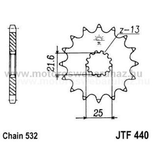 LÁNCKERÉK ELSŐ JT (JTF440) 532-es LÁNCHOZ