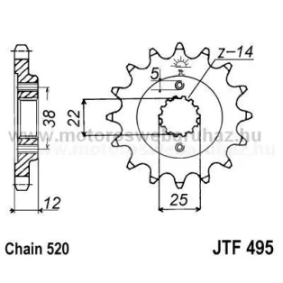 LÁNCKERÉK ELSŐ JT (JTF495) 520-as LÁNCHOZ