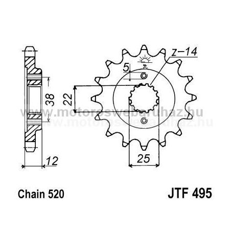 LÁNCKERÉK ELSŐ JT (JTF495) 520-as LÁNCHOZ