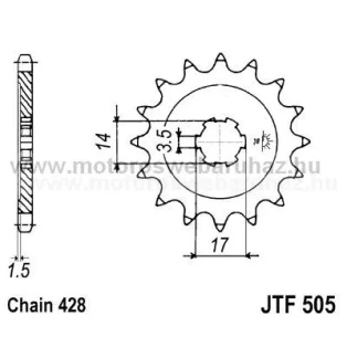 LÁNCKERÉK ELSŐ JT (JTF505) 428-as LÁNCHOZ