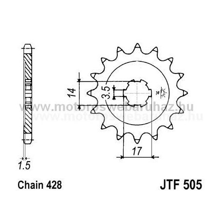 LÁNCKERÉK ELSŐ JT (JTF505) 428-as LÁNCHOZ