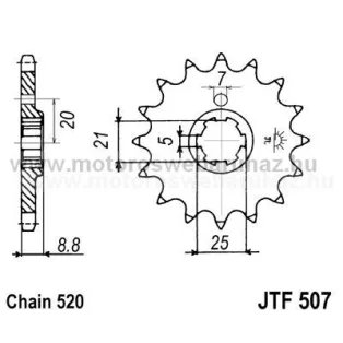 LÁNCKERÉK ELSŐ JT (JTF507) 520-as LÁNCHOZ