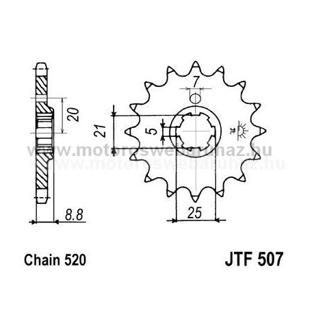 LÁNCKERÉK ELSŐ JT (JTF507) 520-as LÁNCHOZ