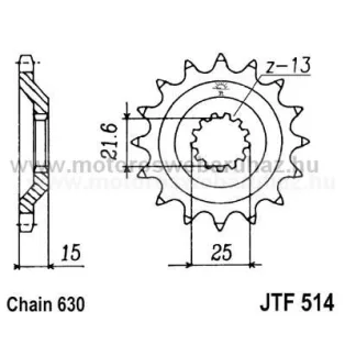 LÁNCKERÉK ELSŐ JT (JTF514) 630-as LÁNCHOZ