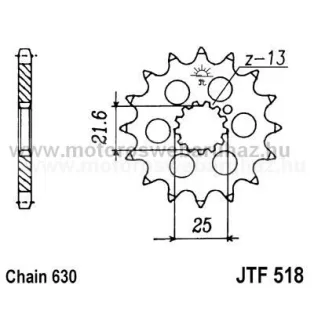 LÁNCKERÉK ELSŐ JT (JTF518) 630-as LÁNCHOZ