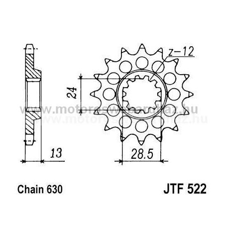 LÁNCKERÉK ELSŐ JT (JTF522) 630-as LÁNCHOZ