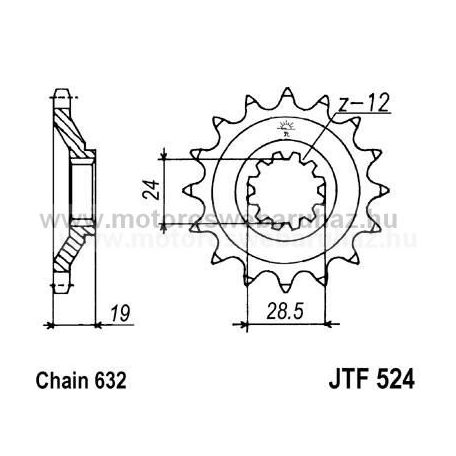 LÁNCKERÉK ELSŐ JT (JTF524) 632-es LÁNCHOZ