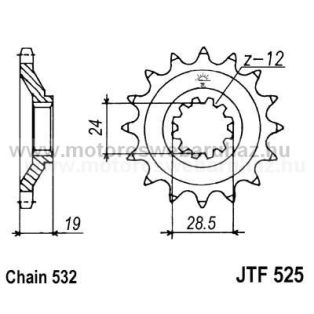 LÁNCKERÉK ELSŐ JT (JTF525) 532-es LÁNCHOZ