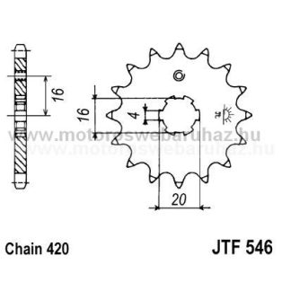 LÁNCKERÉK ELSŐ JT (JTF546) 420-as LÁNCHOZ