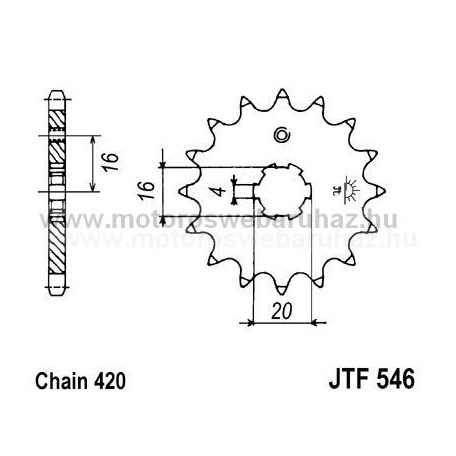 LÁNCKERÉK ELSŐ JT (JTF546) 420-as LÁNCHOZ