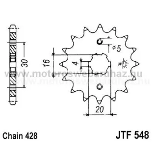 LÁNCKERÉK ELSŐ JT (JTF548) 428-as LÁNCHOZ