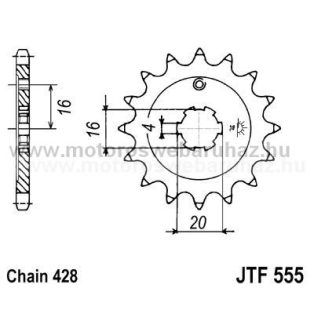 LÁNCKERÉK ELSŐ JT (JTF555) 428-as LÁNCHOZ