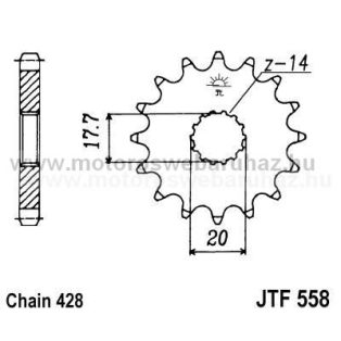 LÁNCKERÉK ELSŐ JT (JTF558) 428-as LÁNCHOZ